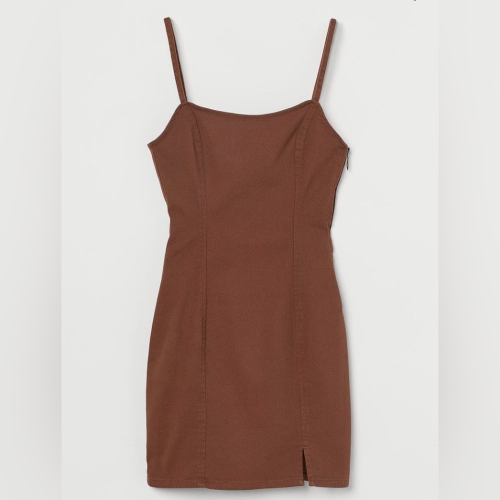 brown denim h&m divided mini dress